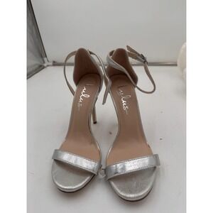 Lulus Silver Metallic Ankle Strap Stiletto Heel Sandals Women's Size 6.5